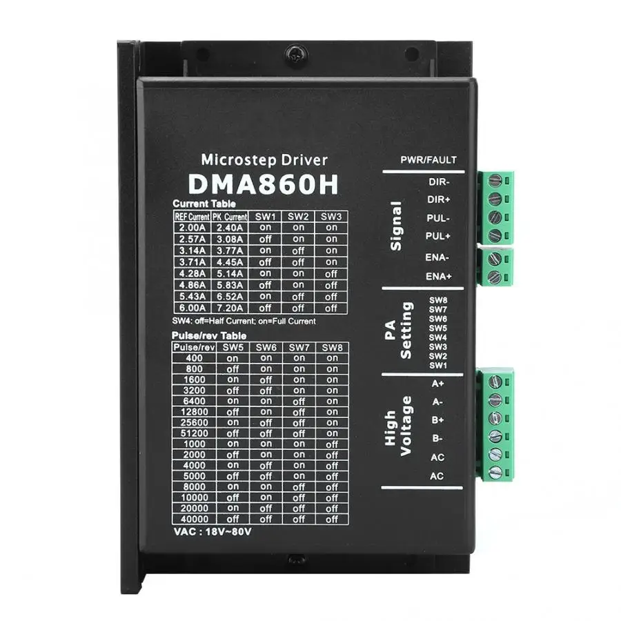 DMA860H оптически изолированный сигнал Вход 18-80VAC для 4/6/8 провод двухфазный драйвер Microstep Драйвер шагового двигателя