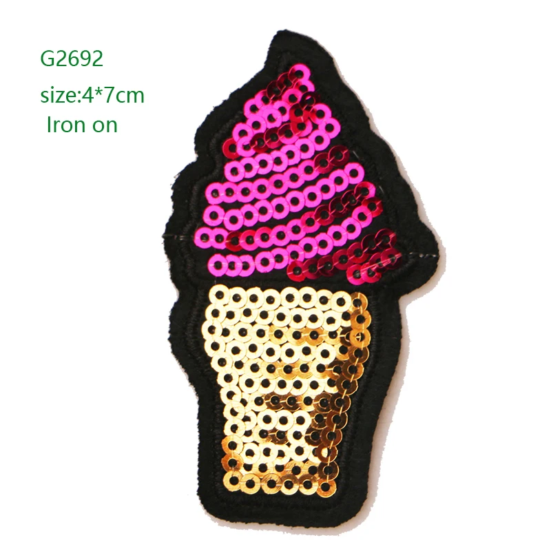 G2692 4pcs Мультяшное декоративное блестящее мороженое, значок ледяного леденца вышитая аппликация патч для DIY железные значки-наклейки на рюкзак, одежда - Цвет: G2692 4pcs