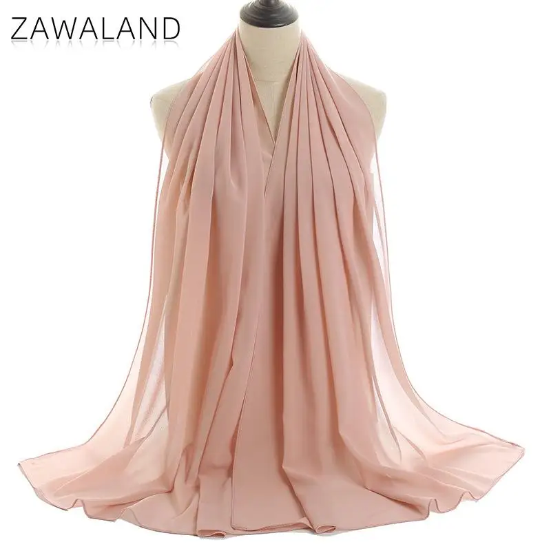 Zawaland Solid Color Scarves Wrap Shawls Chiffon Bubble Scarf Hijab Fashion Headscarf Beach Shawl Women Scarf Accessories