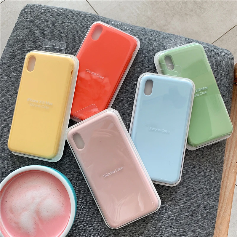 Оригинальный силиконовый чехол с логотипом для iPhone XR X XS Max Logo Apple 7 8 Plus 6 S