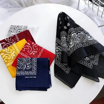 

2020 Fashion Hip Hop 100% Cotton Bandana Square Scarf 55cm*55cm Black Red Paisley Headband Printed For Women/Men/Boys/Girls