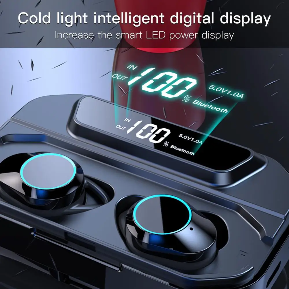 5.0 Bluetooth 9D Stereo Headset Wireless Headset Waterproof Headset 50 minutes Charging 3300mAh LED Smart Mobile Phone Holder 5.0 Bluetooth 9D Stereo Headset Wireless Headset Waterproof Headset 50 minutes Charging 3300mAh LED Smart Mobile Phone Holder