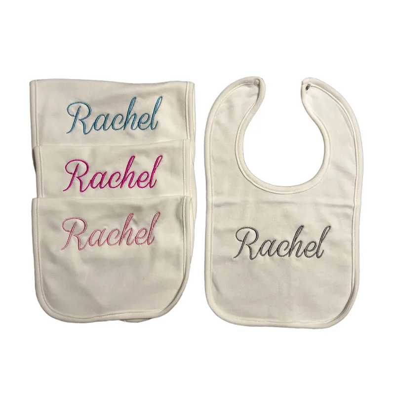 Cut Price Baby Bib Shower Personalised Gift Birthday-Gift Funny Saliva White 100%Cotton Plain Name 85ZABJWBG