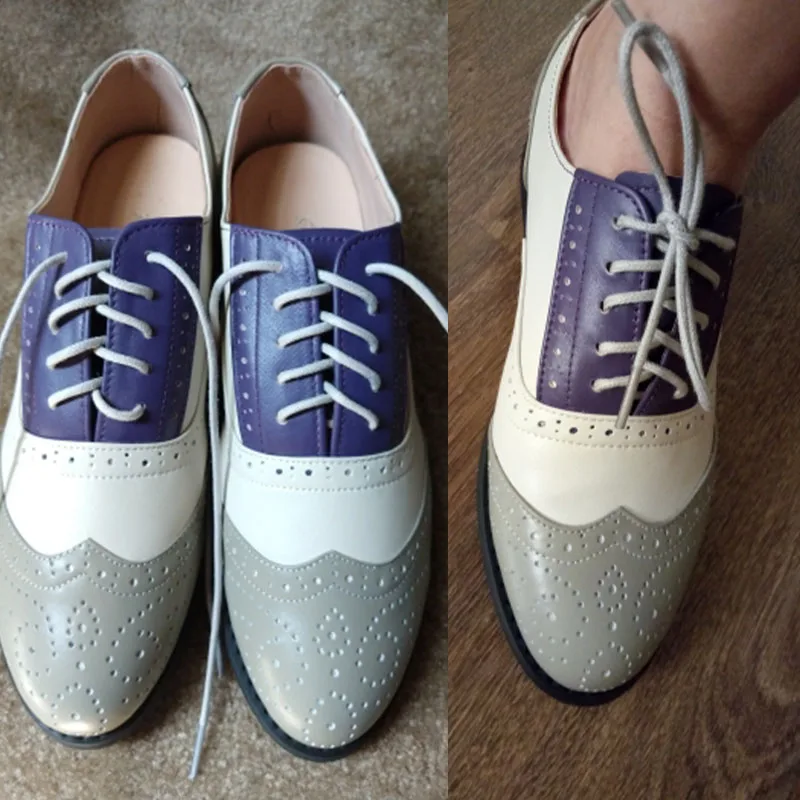 gray white purple Женские туфли-оксфорды; сезон весна; лоферы из натуральной кожи для женщин; женские кроссовки; женские оксфорды; женские тонкие туфли с ремешком; коллекция года; Летняя обувь - Цвет: gray white purple
