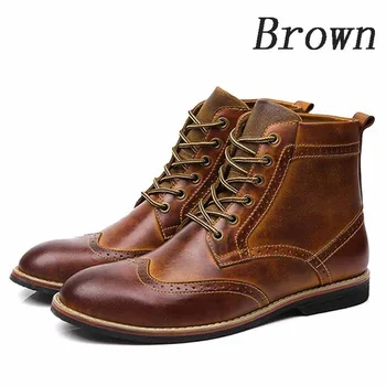

US5-US12 Mens Dress Wing Tip PU Leather High Top Oxford Brogue Ankle Boots Shoes Plus Size Unisex C542
