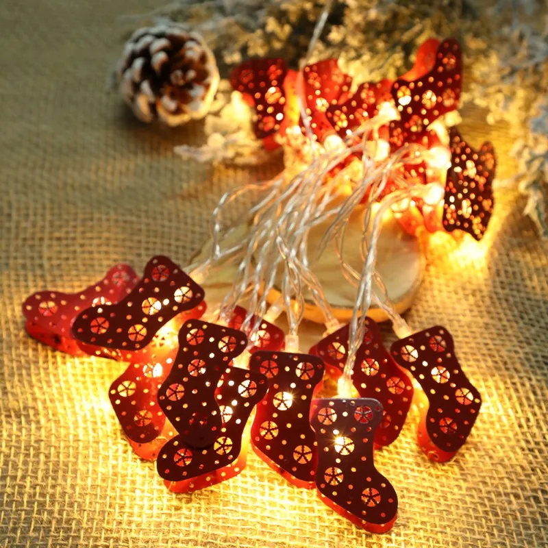 

Christmas Stocking Garland Copper Wire Led String Lamp Fairy Lights For Indoor Year Xmas Wedding Decoration Rave Led Party H1