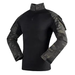 Men Shirts Clothing Tactical Military Assault Combat Long Sleeve Slim Fit Camouflage  Polo T-Shirt With Zipper  Designer