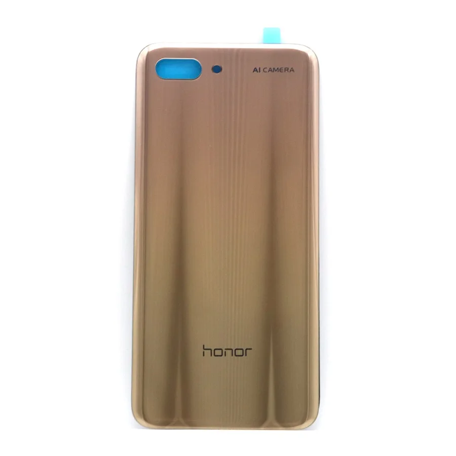 Для huawei Honor 10 задняя крышка для батареи стеклянная панель Задняя Дверь чехол для huawei Honor 10 задняя крышка корпус с объективом камеры - Цвет: Gold No Lens