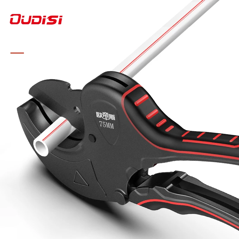 OUDISI PVC Pipe Cutter 36mm 42mm 64mm Aluminum Alloy Body Ratchet Scissors Tube Cutter PVC/PU/PP/PE Hose Cutting Hand Tools 6