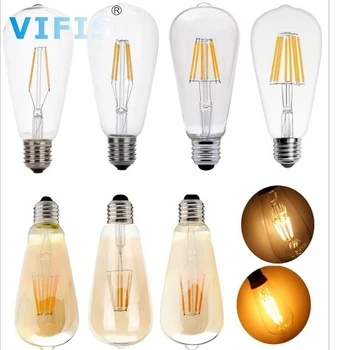 

Transparent LED Edison Bulb E27 110V 220V ST64 2W 4W 6W 8W 10W 12W Retro Incandescent Bulb edison Lamp Filament Light Bulb Decor