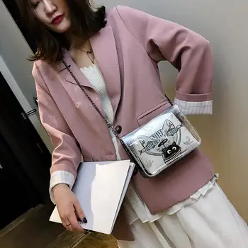 

Women Messenger Crossbody Handbags Transparent PVC Cartoon Chain Shoulder Bags Ladies Fashion Print Handbags