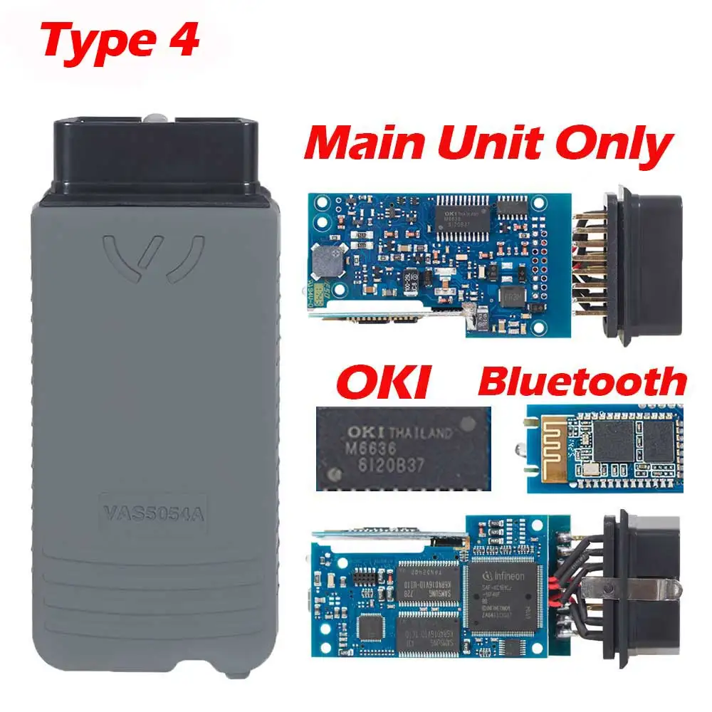 VAS5054 ODIS V4.3.3 keygen полный чип OKI Авто OBD2 диагностический инструмент VAS5054A VAS 5054A Bluetooth код считыватель сканер - Цвет: Type 4 main unit