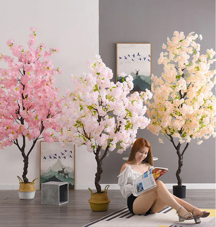 50cm artificial falso sakura árvore interior planta