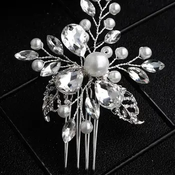 

Women Hair Pin Rhinestone Tiara Bridal Clips Party Crystal Bride Bridesmaid Pearl Hair Combs for Wedding Hair Accessories FS19