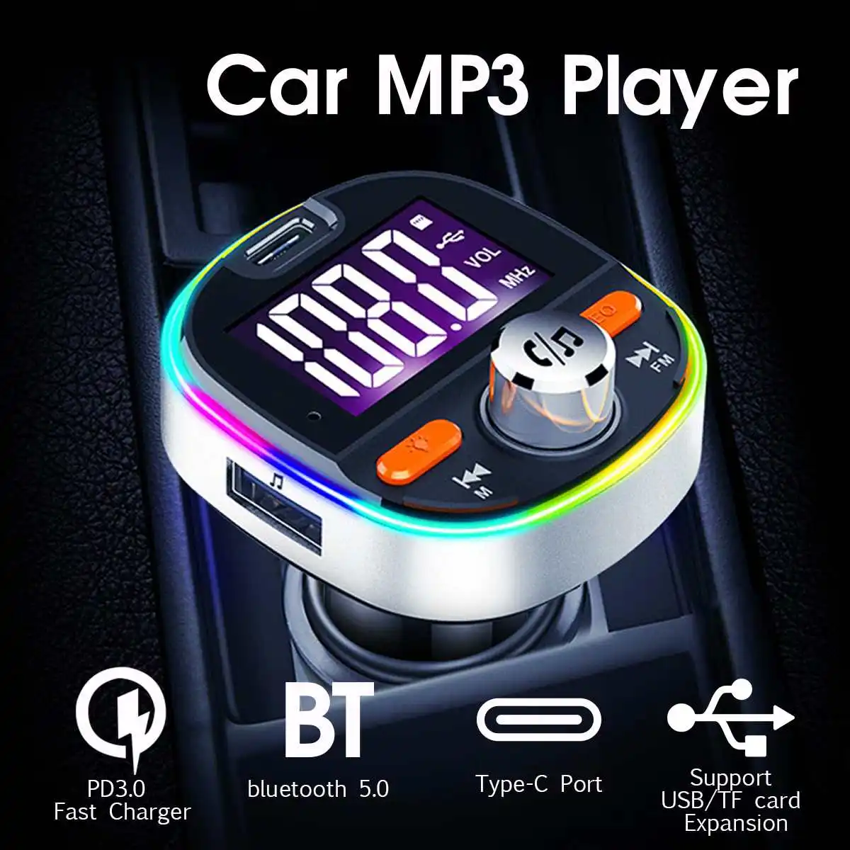 bluetooth 5,0 FM передатчик Комплект беспроводной связи bluetooth для автомобиля mp3 плеер дисплей экран Aux модулятор Handfree быстрое зарядное устройство
