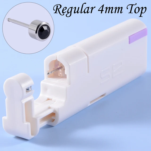 2PCS Ear Nail Gun Disposable Aseptic Household Ear Piercing Gun Portable Ear Piercing Gun Group Sterilized Ear Piercing Unit Pair Silver Black