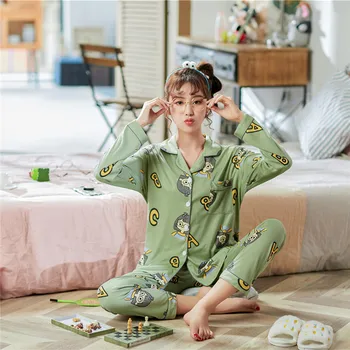 

Plus Size 3XL 4XL 5XL 90kg Sleepwear Women Pajama Sets Long Sleeve Warm Women Cotton Pajamas Set Winter Print LooseTracksuit