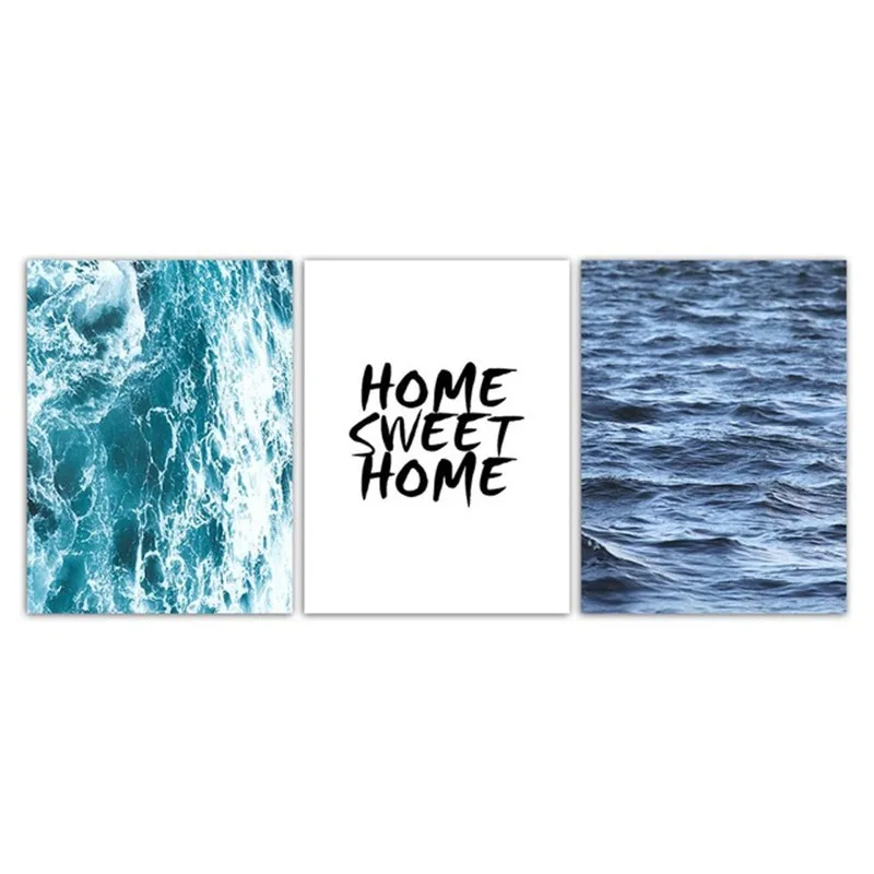 

Nordic Style Blue Ocean Seascape Painting Minimalist Sea Wave Poster For Modern Decorative Bedroom Living Room Home Wall Decor