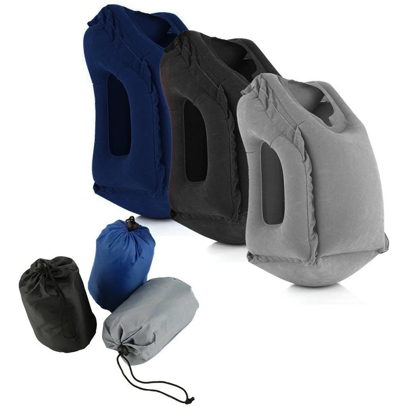 Baratos XC USHIO almohada de viaje inflable cojín de aire suave viaje portátil productos innovadores soporte para la espalda del cuerpo almohada de cuello portátil