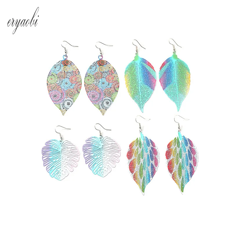 

2020drop Leaf Earrings Water Drop Gradient Woman Fashion Earrings Party Dance Daily Wear Fashion Anniversary Gift Long Jewelry