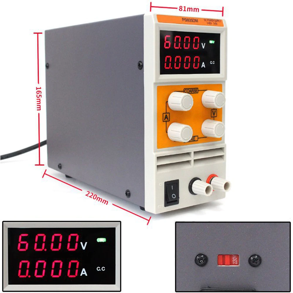 KUAIQU PS605DM 60V 5A мини импульсный источник питания постоянного тока 110/230V конвертируемый лабораторный Цифровой переменный Регулируемый источник питания