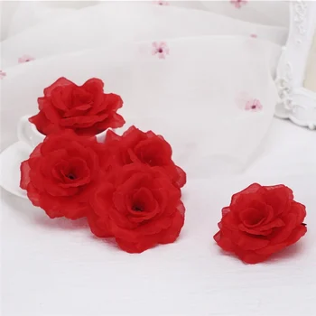 

Hot 50 pcs Silk Roses Artificial Wedding Clips Wedding Decoration Flower Head