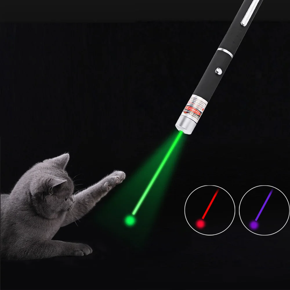 Láser LED de juguete para gatos, punto rojo de 5MW, juguete con luz láser, 530Nm, 405Nm, 650Nm, puntero, juguete interactivo con Gato