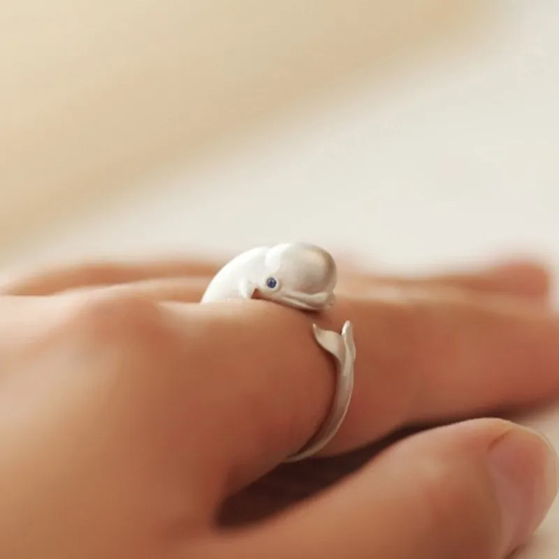Fashion Cute Beluga Ring for Women Girl Girlfriends Romantic Cute Trend Casual Party Jewelry Gift New