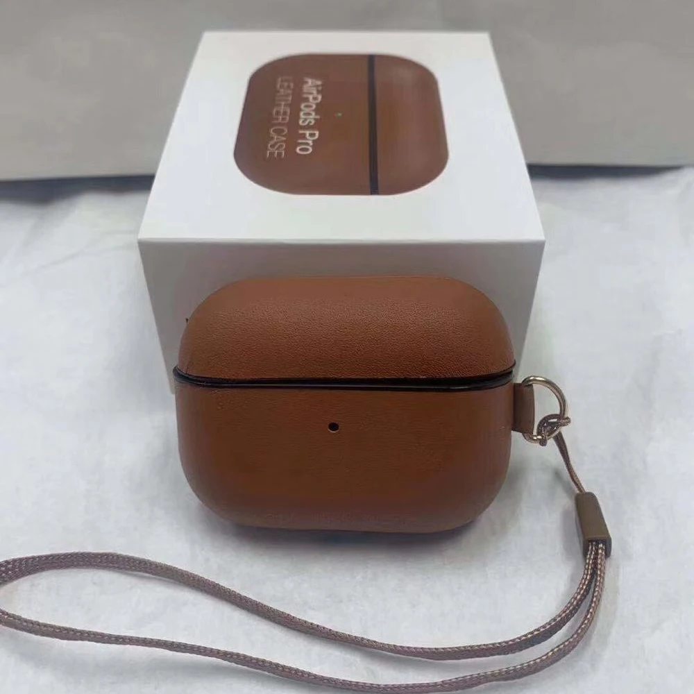 Leather Case Cover for Airpods Pro Luxury Protective Shell w Anti lost Buckle for Apple Air Pods Pro 3 headphone Earpuds Sleeve
