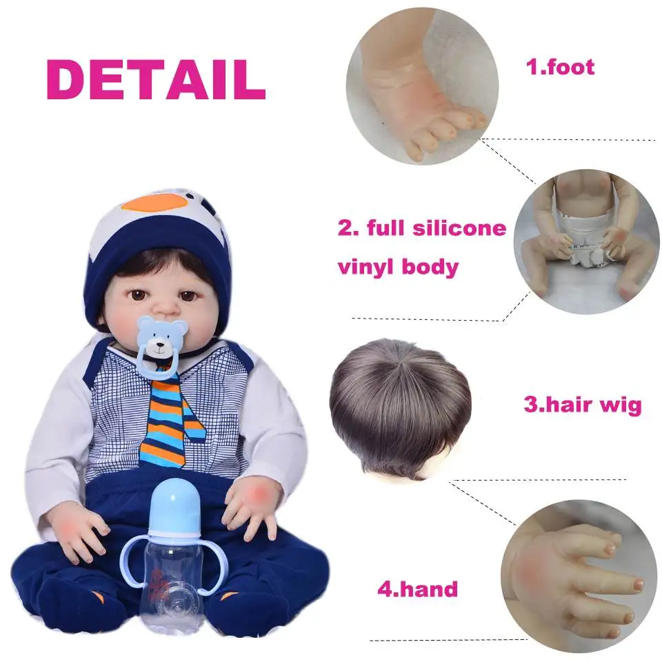 KEIUMI Limited Edition 23 Inch Reborn Baby Doll Toys 57Cm Full Silicone Vinyl Realistic Newborn Babies For Boys Kid Present