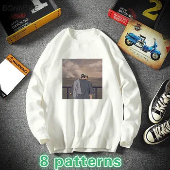 

Hoodies Men Loose Printed Streetwear Hip-Hop All-match Chic Harajuku Mens Top Fashion Daily Casual Ulzzang O-Neck High Quality