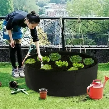 

Round Planting Bag Felt Fabric Plant Grow Bag Indoor Outdoor Garden Bed Greenhouse Plant Flower Vegetable Grow Pot Bucket