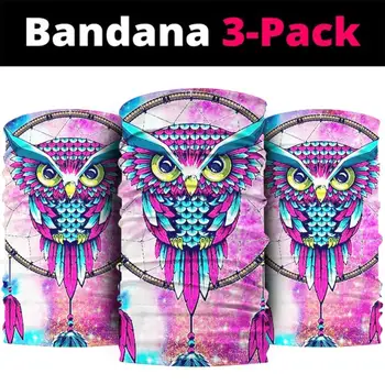 

FORUDESIGNS Sweet Dream Owl Prints Unisex Scarf Anti-spittle 3pcs/Set Elastic Seamless Bandana Scarf for Unsex Face Cover Breath