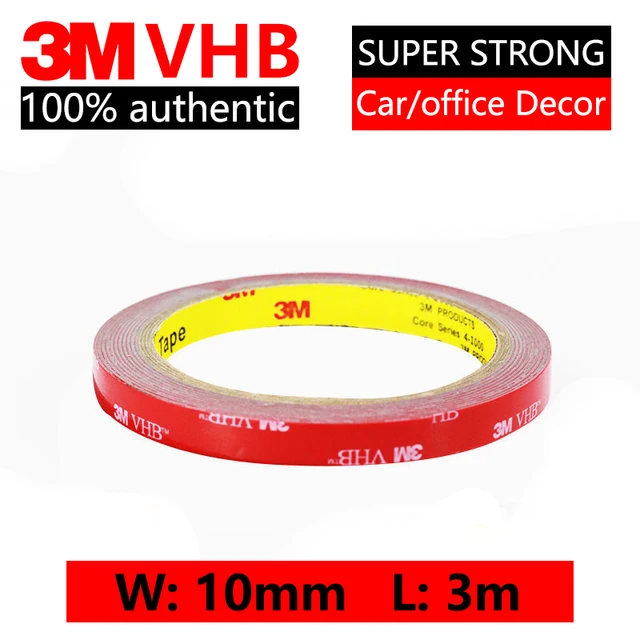3M VHB Double Side Tape Super Strong High Temperature Gray Foam Adhesive Two Face For Car/Home Decor Wide 5-50mm Customized 10mmx3m