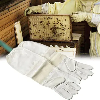 

1Pair Beekeeping Gloves Breathable Mesh Protective Gloves Faux Goatskin Gloves Anti Bite Beekeeper Tool