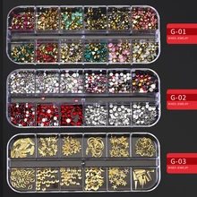 12 grade multi-tamanho prego strass 3d cristal ab claro prego pedras gemas pérola diy arte do prego decorações ouro prata rebite rinocerontes