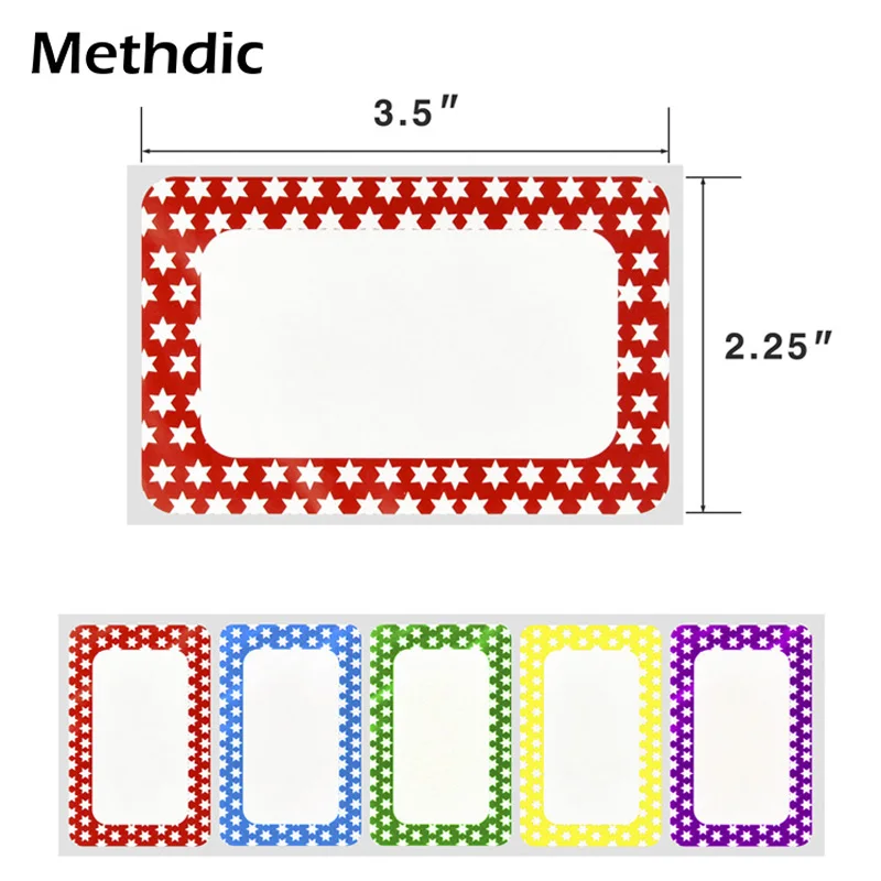 

3.5‘ x 2.25' 500/roll ’Methdic Custom Stickers Name Tag Labels Adhesive