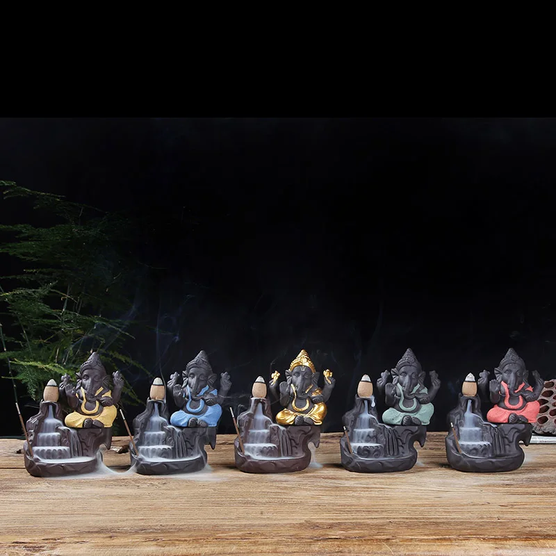 Новинка Aromaterapia God Ganesha буддистская голова слона рециркулирует благовония горелка песок альпийский течет вода для оптовой продажи