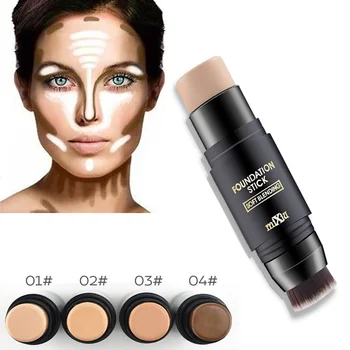 

4 Colors Highlight Contour Stick Beauty Makeup Face Powder Cream Shimmer MIXIU double Head With Brush Foundation Stick Concealer