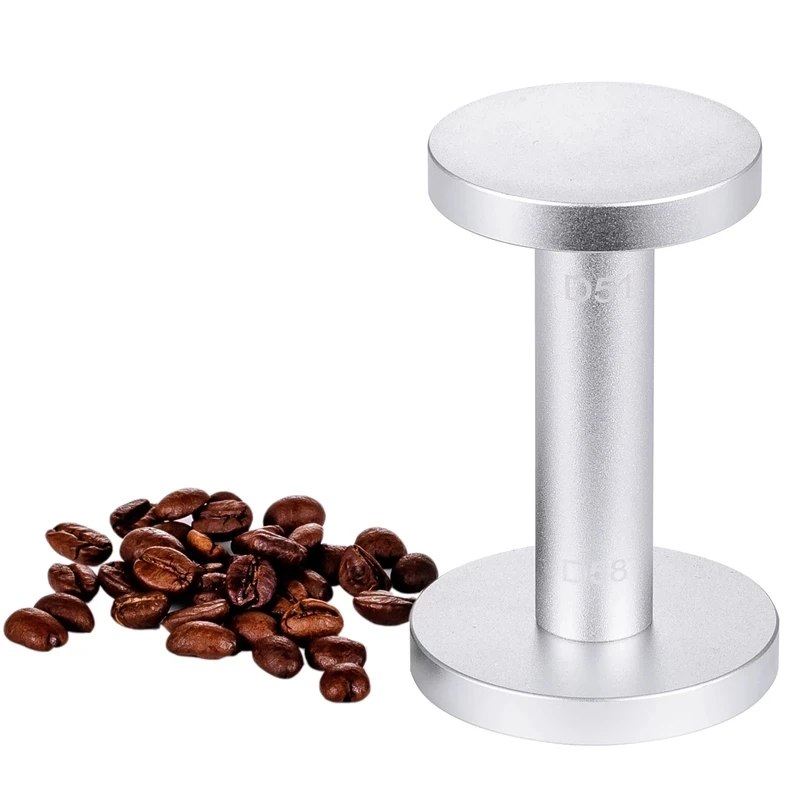 Aluminum Dual Sided Flat Base Coffee Tamper for Barista, Dishwasher Safety Tamper, Espresso, M, 51mm, 58mm