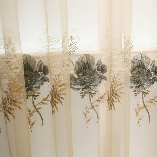 Tulle Европейский роскошный классический 3D рельефный коричневый Затенение витражные шторы для гостиной высокого качества элегантный занавес для отеля для спальни - Цвет: Tulle
