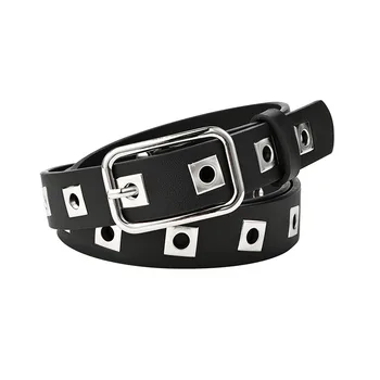 

2020 Women Waist Belt Hollow Rivets PU Leather Strap Slim Waistband Female Jeans Apparel Accessories ремень