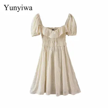 

2020 Women's Retro Court Style Small Chrysanthemum Dress Summer Women Sexy Dresses Midi Elegant Clothes Club Vestidos