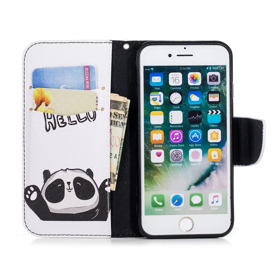Чехол-накладка с милой пандой для Apple iphone XS X XR 11 Pro Max 6 6S 7 8 Plus 5 5S кожаный чехол-кошелек D07Z