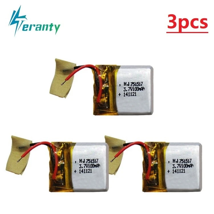 3,7 V 100mAh 751517 LIPO аккумулятор для Cx10 CX-10 CX-12 JJ810 820 828 V646 RC Квадрокоптер 3,7 V Lipo bettery 1-10 шт