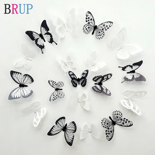 Autocollant mural 3d papillons en cristal, 18 pièces/lot, beau papillon, salon pour chambre d'enfants, sparadrap muraux, décoration de la maison, nouvelle collection 3