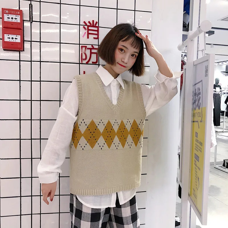 Жилеты женские с v-образным вырезом в полоску Kawaii Harajuku корейский стиль трикотажные студенческие простые универсальные повседневные женские пуловеры шикарные Горячие