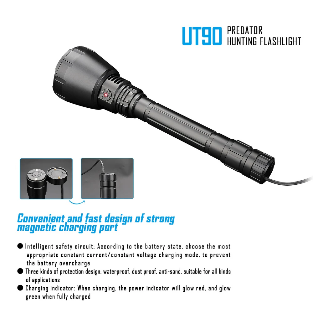 US $209.95 UT90 Rechargeable LED Flashlight High Powerful Tactical Glare Flashlight for Searching Caving Outdoor Adventure Night Hunting