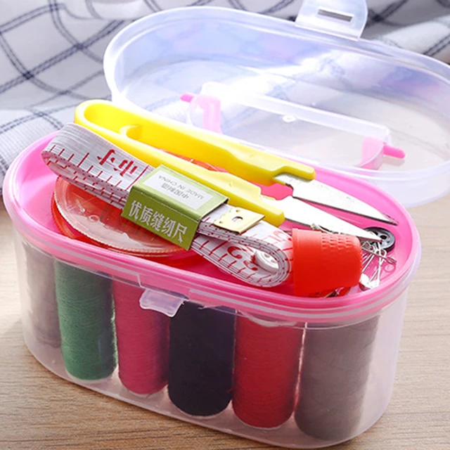 Sewing Box Organizer Travel Sewing Kit For Adults Portable Two Layer Sewing  Threads Box Transparent Empty Sewing Reel Box Kit - AliExpress