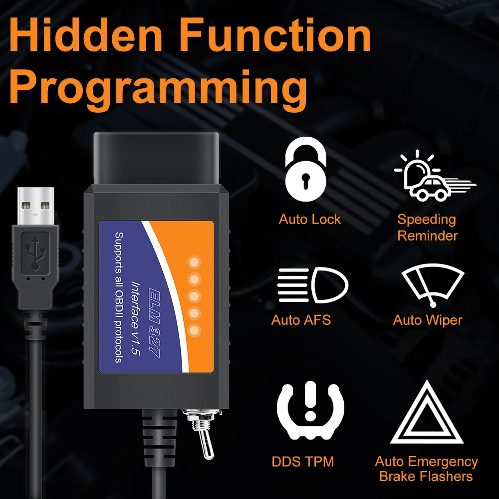 ELM327 USB FTDI with switch code Scanner FORscan ELMconfig HS CAN and ...